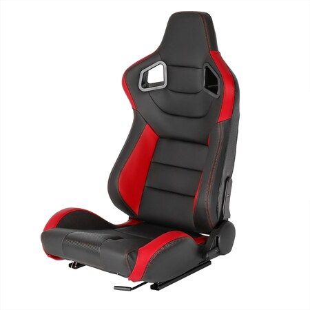 Spec-D Tuning Racing Seat - Black With Red Pvc - Left Side RS-2855L